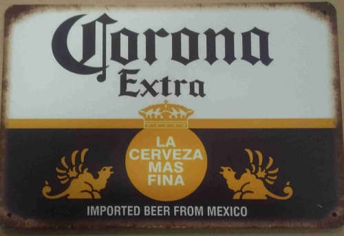 Corona Extra. Retro, Vintage. Distressed metal sign