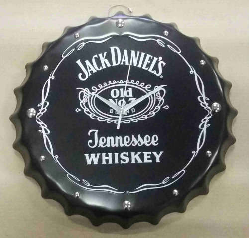 Jack Daniel's bottle cap embossed metal clock.