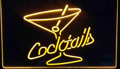 Cocktails neon electric bar sign. 220v