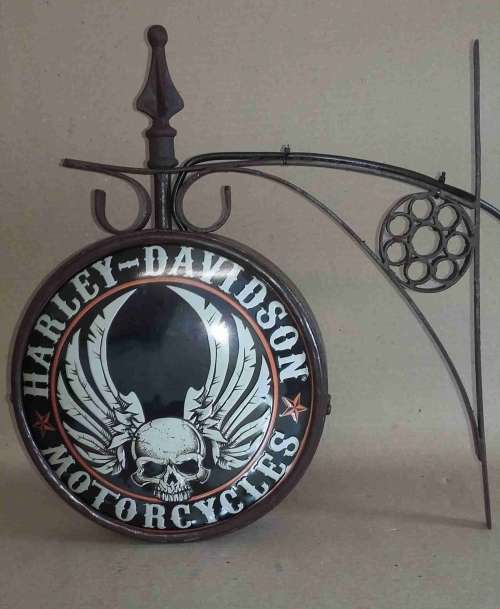 Harley Davidson Motor Cycles pub, bar, car,  man cave, garage double sided advert light. LED.