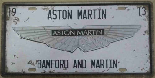 Aston Martin embossed metal license plate