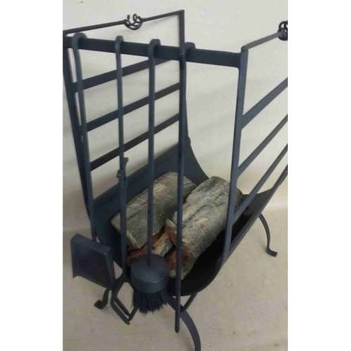 Fireplace. Log Rack large with 4 fireplace tools.