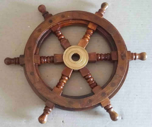 Ships wheel rosewood and brass. 30cm