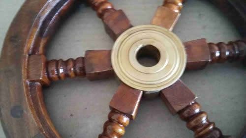 Ships wheel rosewood and brass. 30cm