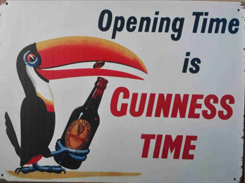 Guinness opening time metal sign.