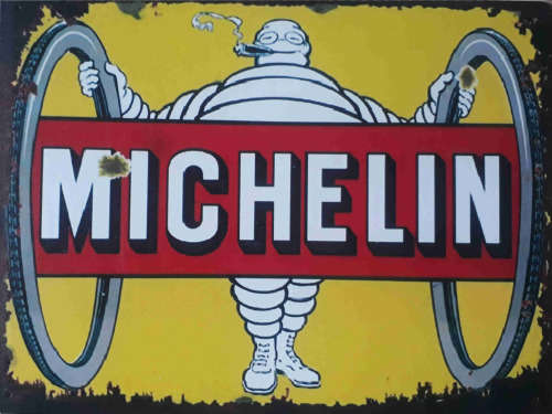 Michelin Tyres vintage style, distressed metal sign.