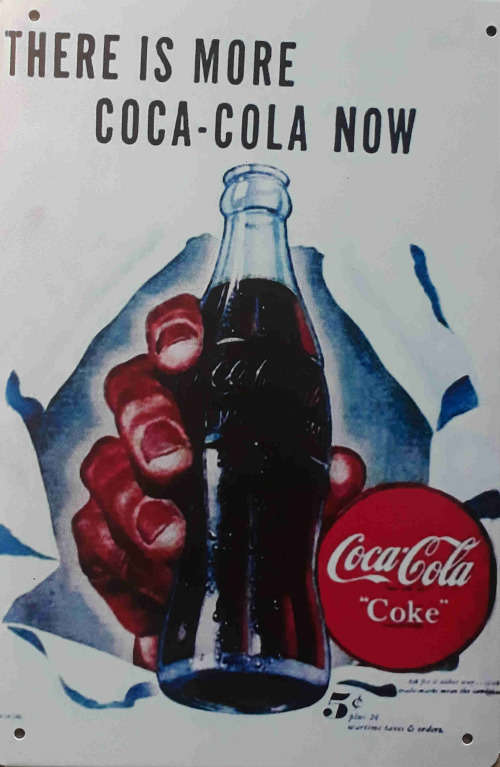 Coca-Cola metal sign.