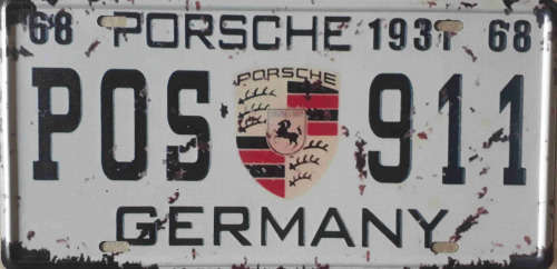 Porsche, Germany metal license plate