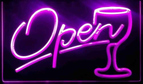 Open electric neon sign