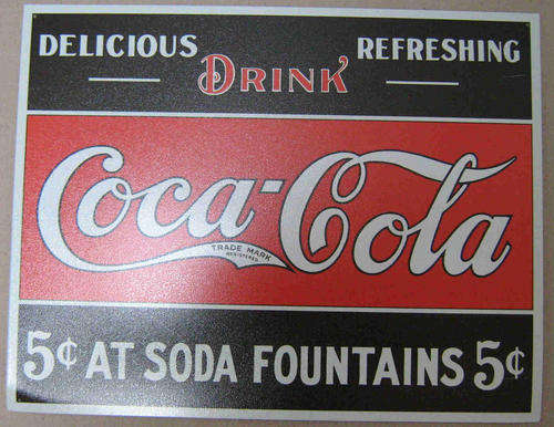 Coca Cola 5c metal sign