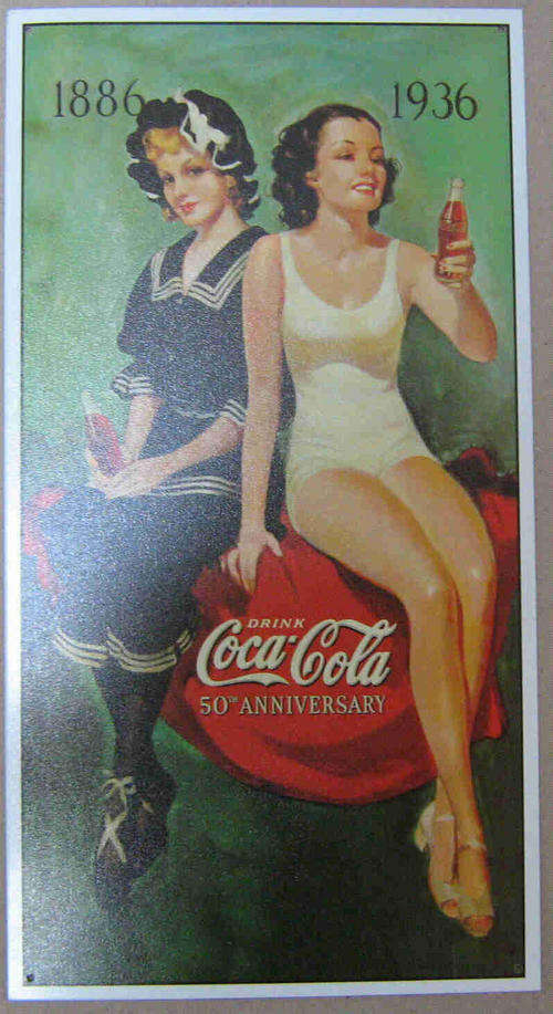 Coca Cola 50th bathers metal sign