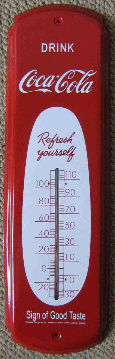 Coca-Cola metal thermometer