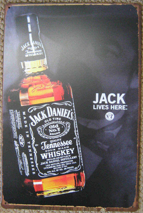 Jack Daniels lives here, ditressed,vintage style metal sign