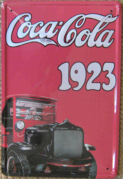 Coke vintage style metal sign. 1923