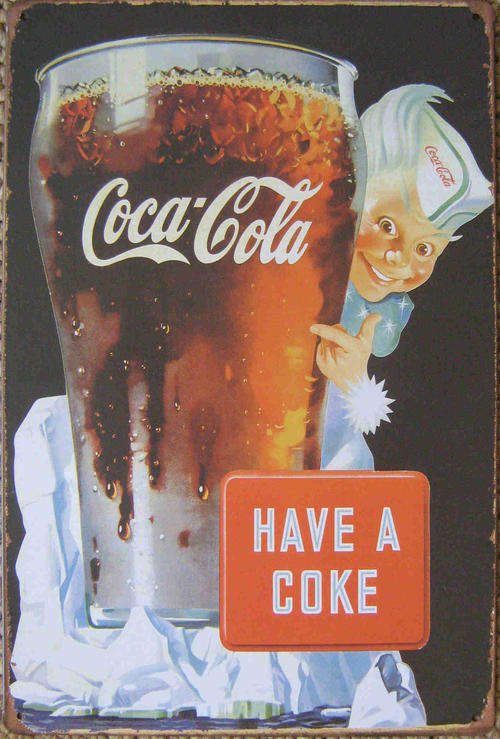 Coke vintage style metal sign.