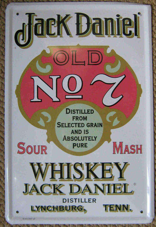 Jack Daniels sour mash metal sign