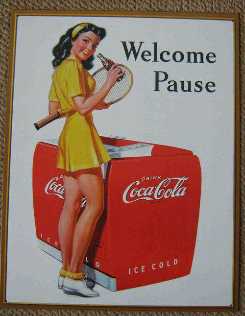 Coca-Cola pause tennis metal sign                                                             mt10