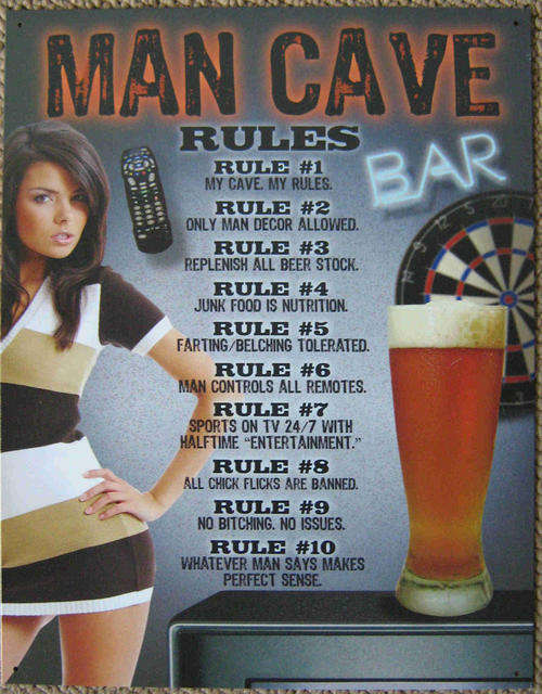 Man cave rules metal sign