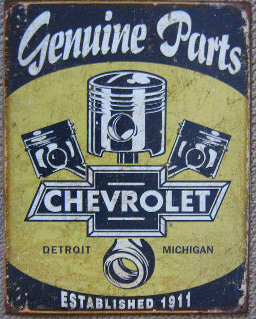Chevrolet - Chevy genuine parts pistons metal sign