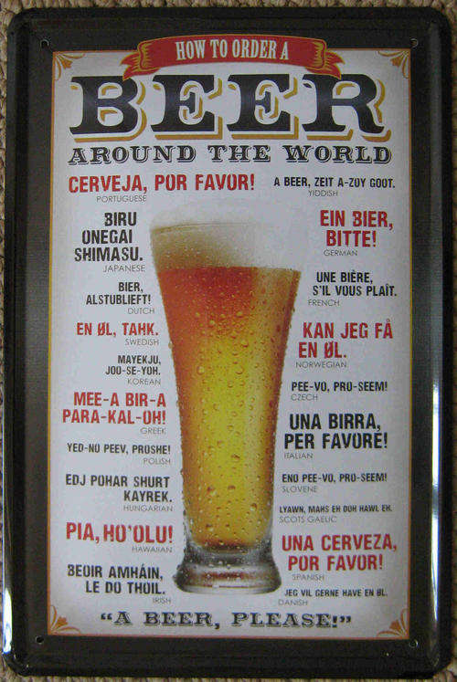 Beer. How to order around the world metal sign