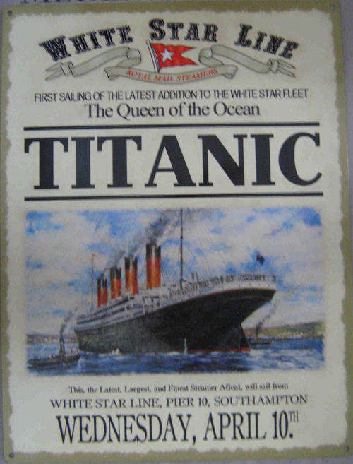 Titanic. White Star vintage style distressed metal sign