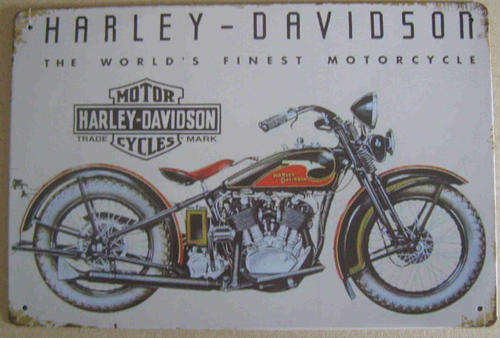 Harley Davidson distressed metal sign