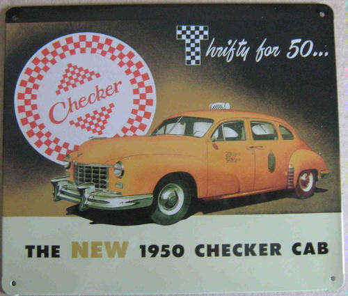 Checker Cab metal sign