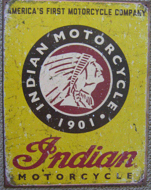 Indian. Americas first motor cycle company distressed metal sign         mt25.