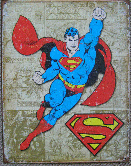 Superman. Comic cover distressed metal sign.