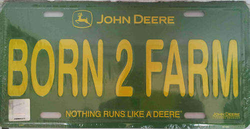 John Deere tractor license plate. Genuine item metal sign