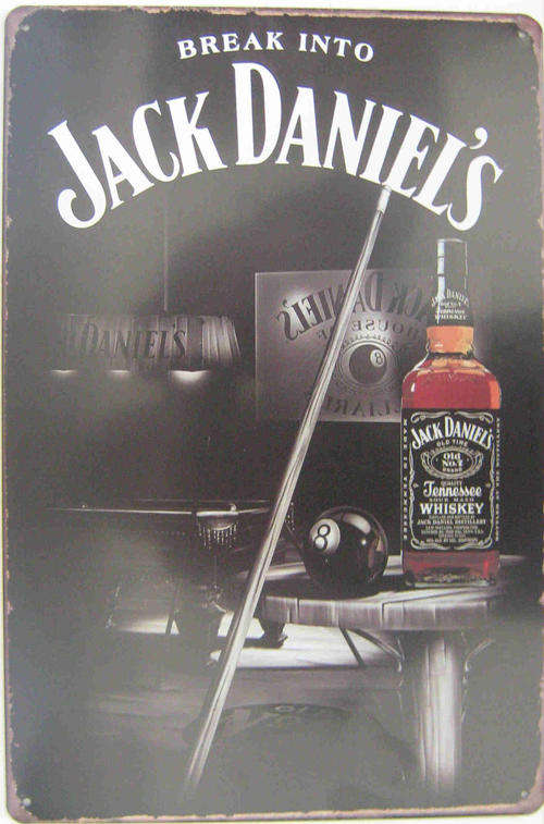 Jack Daniel old snooker distressed metal sign                                               mt1