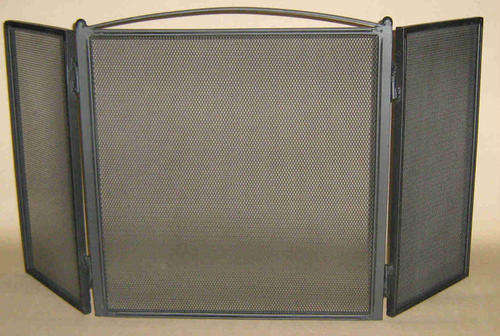 Fireplace. 3 panel heavy fire screen wrought iron. 60cm                                fp3