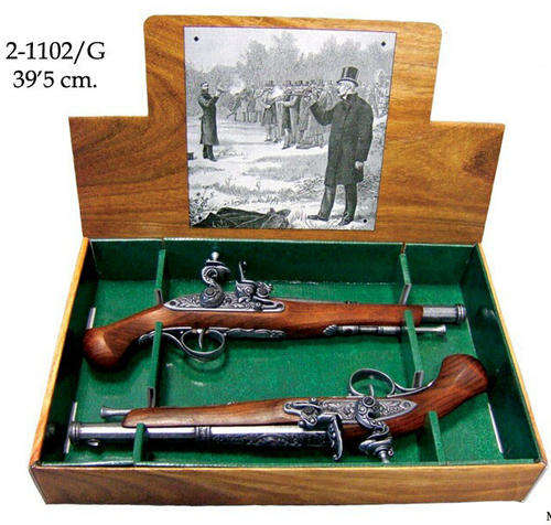 Pistol. Flintlock pistols dueling grey. Replica non functional                        bd12
