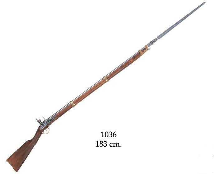 Rifle. French flintlock rifle with bayonet .Replica non functional          bd12
