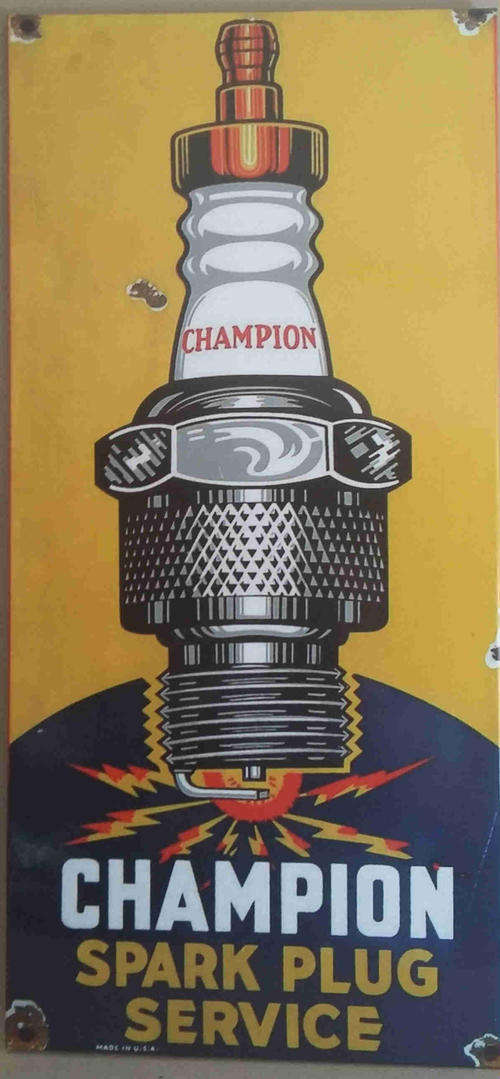 Champion spark plugs   BIG metal sign. 43 x 68cm