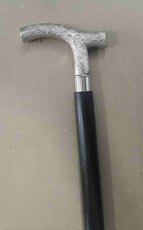 Walking stick. Rosewood with beautiful silver handle and rubber non slip bottom tip bd