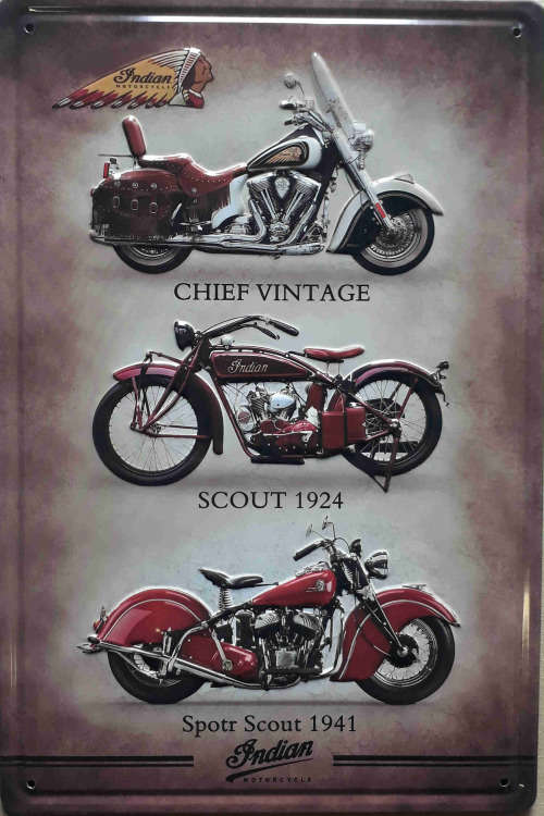 Indian motor cycle vintage style embossed metal sign