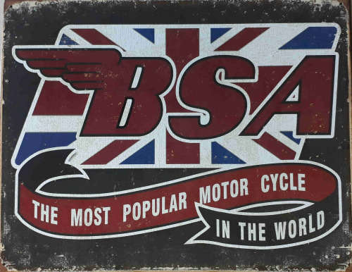 BSA distressed metal sign
