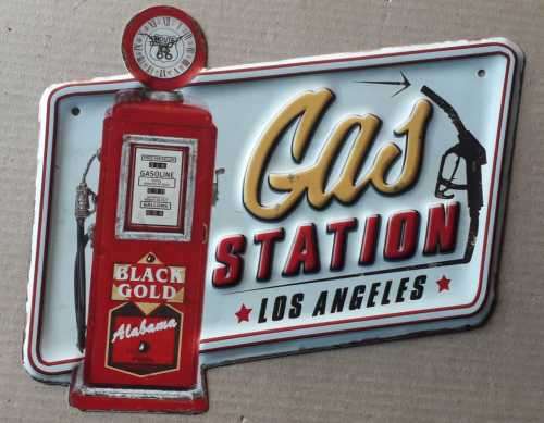 Gasoline gas station. Oil/Gas vintage  metal sign