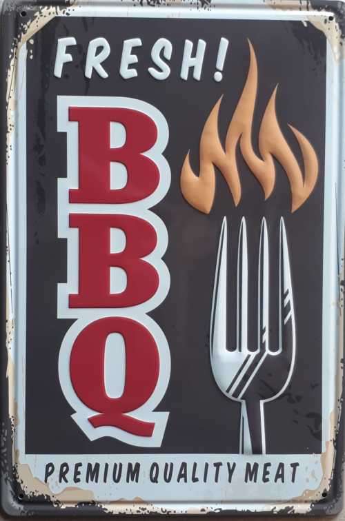 Fresh BBQ premium quality meat metal sign