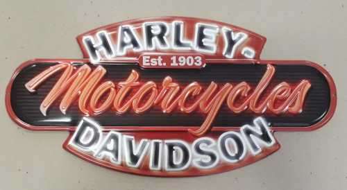 Harley-Davidson motorcycles embossed metal sign