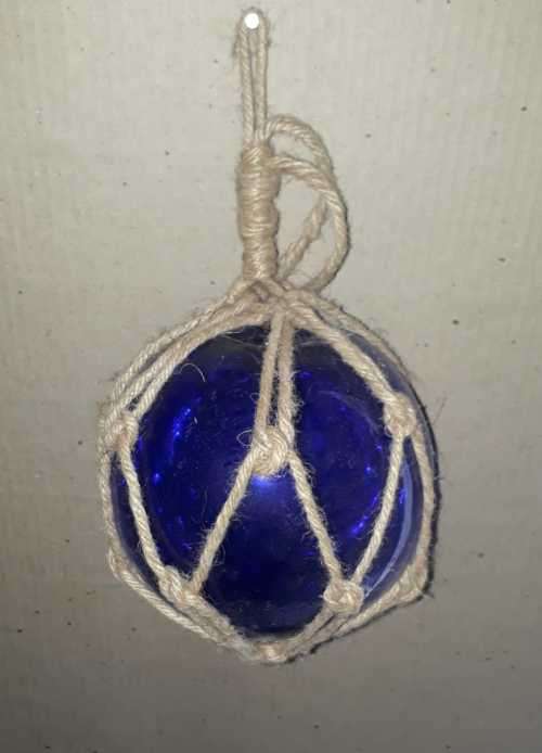 Coloured glass fishing net floats 15cm blue