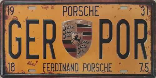 Porsche, Ferdinand metal embossed license plate