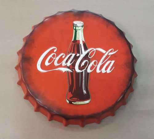 Coca-cola bottle cap metal sign.