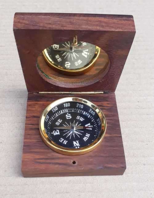 Compass fitted in a rosewood box