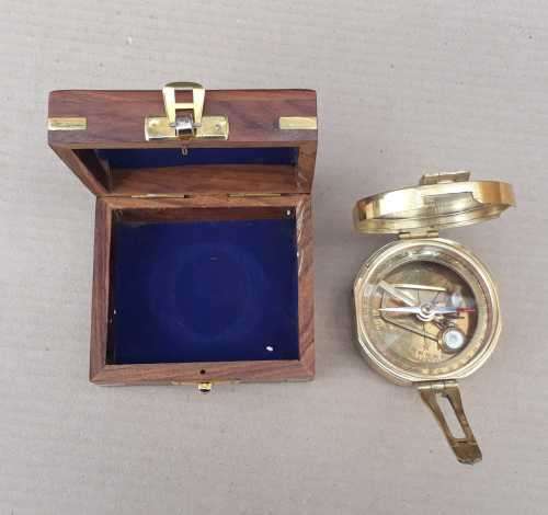 Brunton hexagonal heavy solid brass compass .