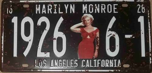 Marilyn Monroe metal license plate