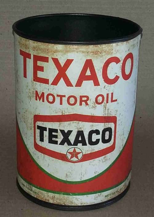 Texaco motor oil tin.