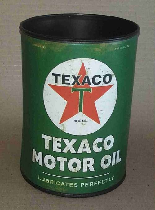 Texaco motor oil tin.