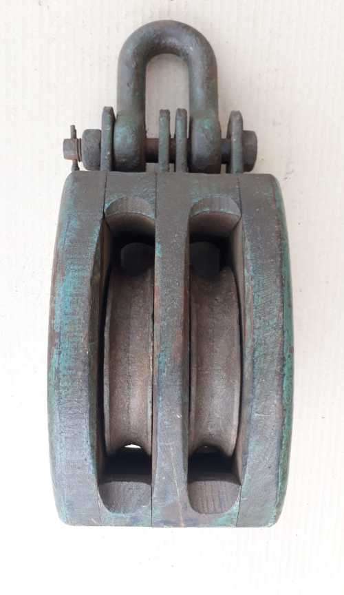 Vintage Wooden double Pulley. OLD